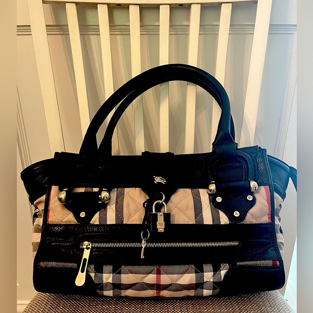 Burberry Black and Beige Shoulder Bag